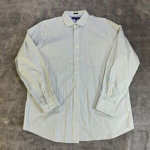 Tommy Hilfiger Button Down Yellow Blue Collared Shirt Regular Fit Mens 17 34-35